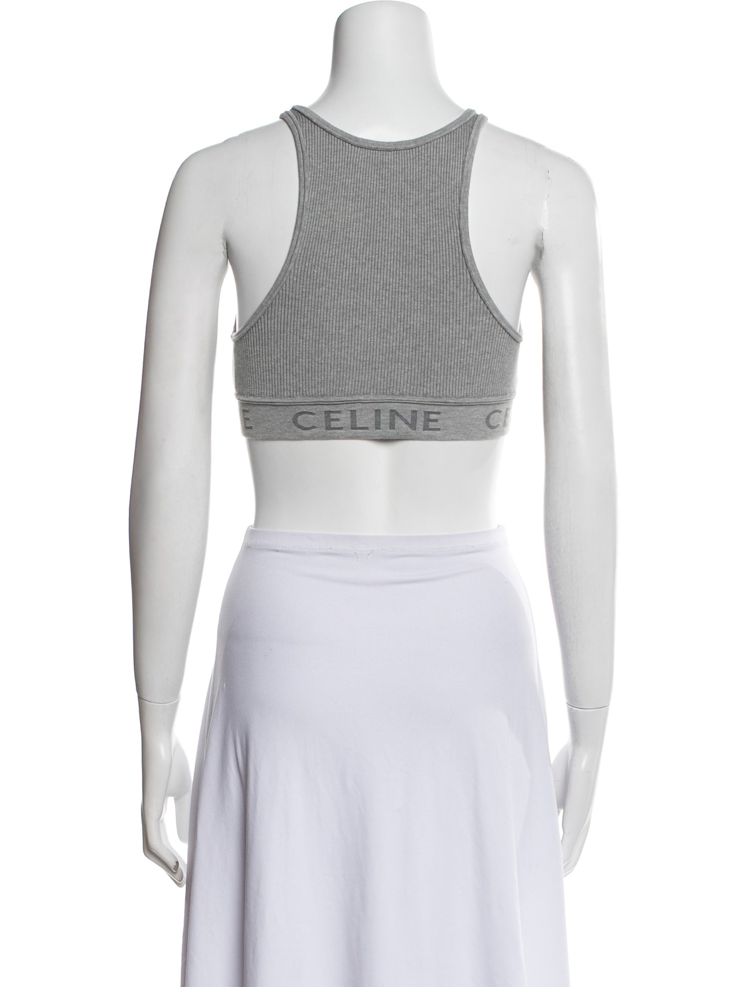 Celine Graphic Print Scoop Neck Crop Top